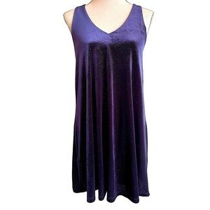 Everly A-Line Navy Blue Sparkly Velvet Mini  Dress Small
